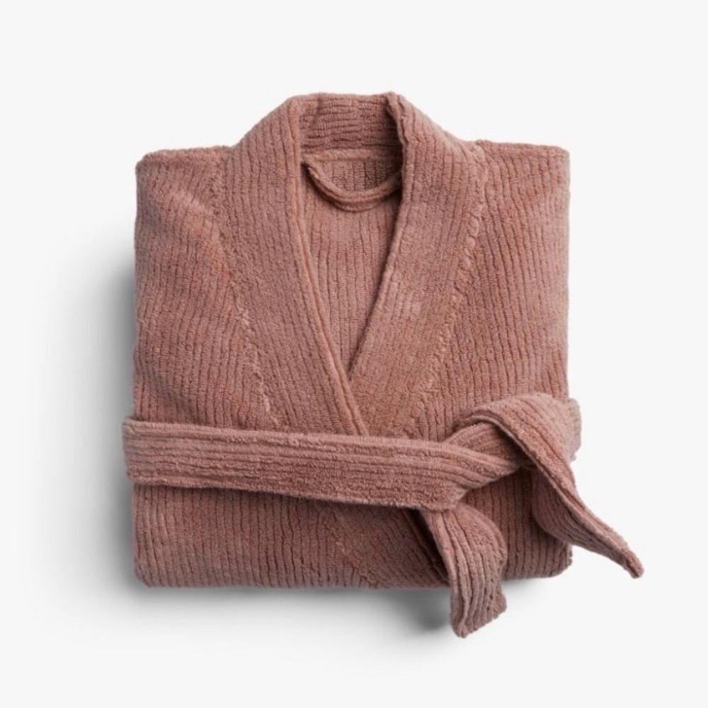 PARACHUTE Terry Ribbed Bath Robe in Terracotta
